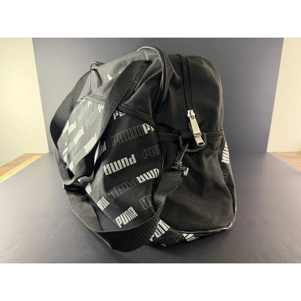 Puma Black & White Logo Gym Bag / Duffel Bag w/ Shoulder Strap - Excellent Cond.